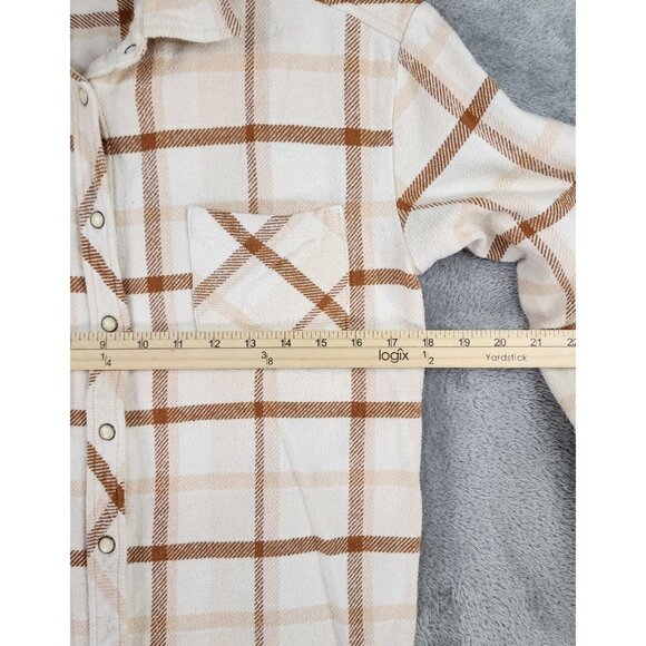 Idyllwind Shirt Womens XS Cream Tan Plaid Flannel Western Pearl Snap Long Sleeve - Picture 4 of 11
